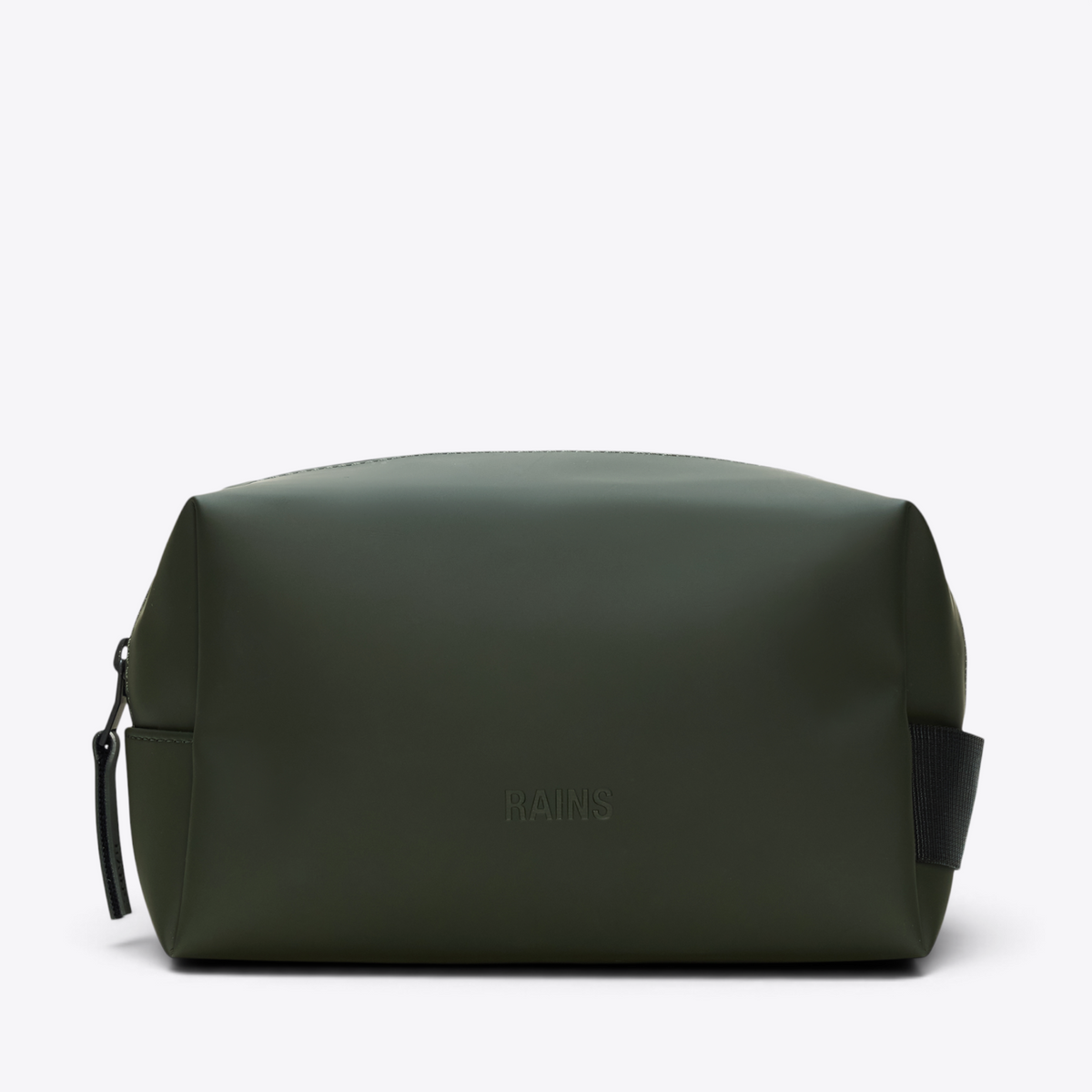 Vue de face du Wash Bag Small RAINS vert
