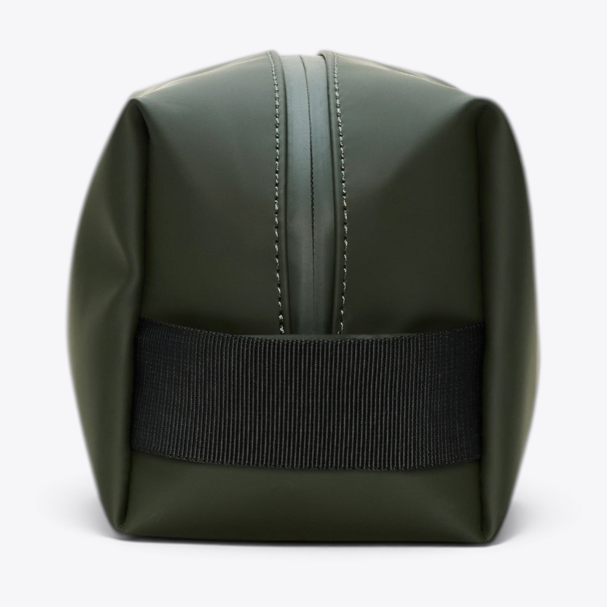 Vue de côté du Wash Bag Small RAINS vert
