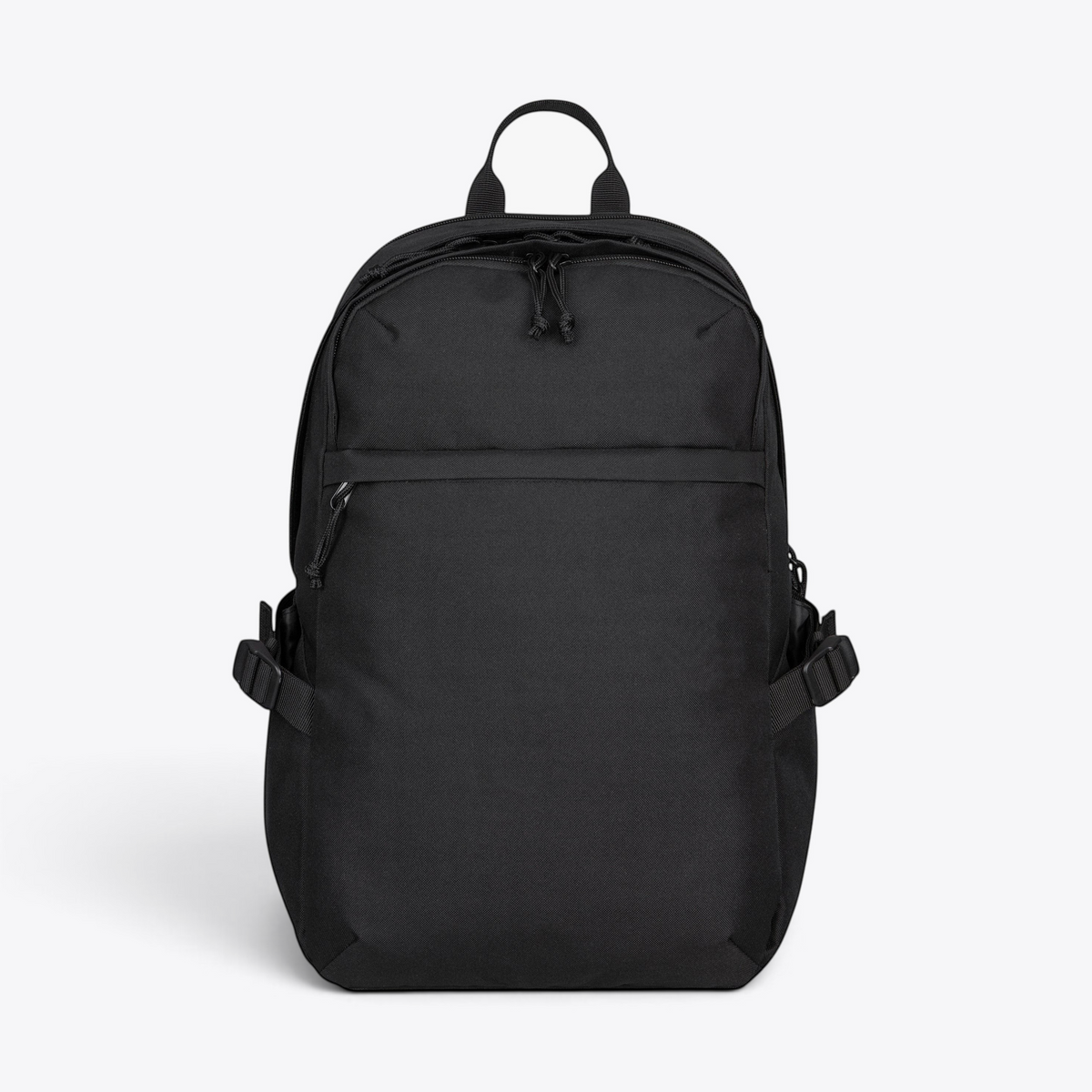 TODAY MERCH black rPET laptop backpack with multiple compartments, compression straps, and padded back for 15-inch gear