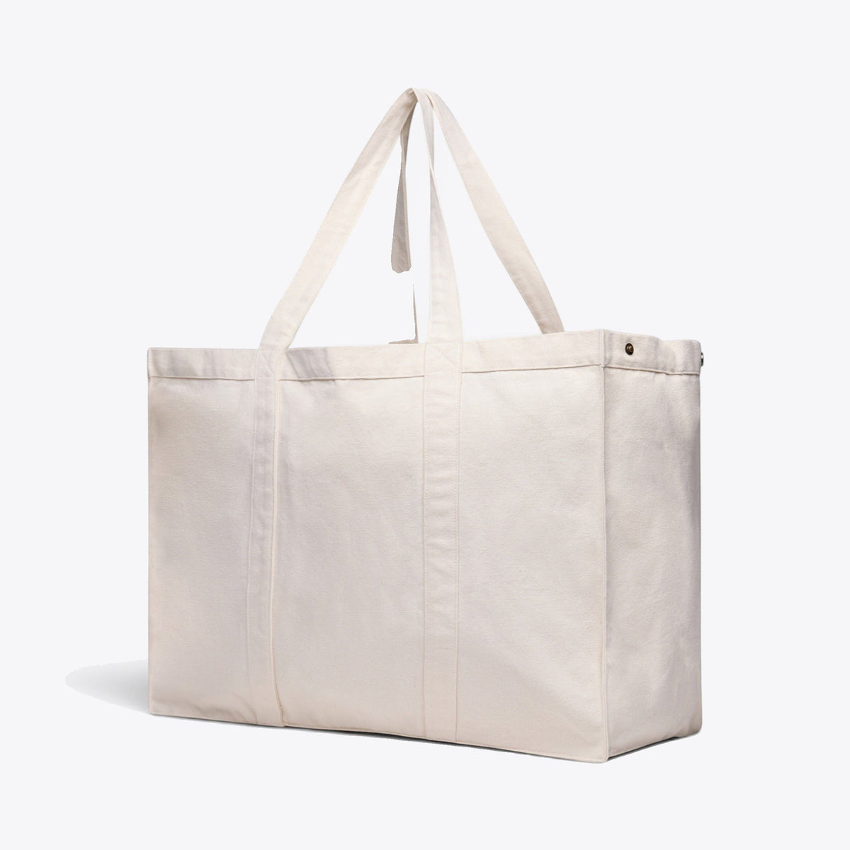 Tote bag shopper en toile recyclée naturel, vue trois quarts