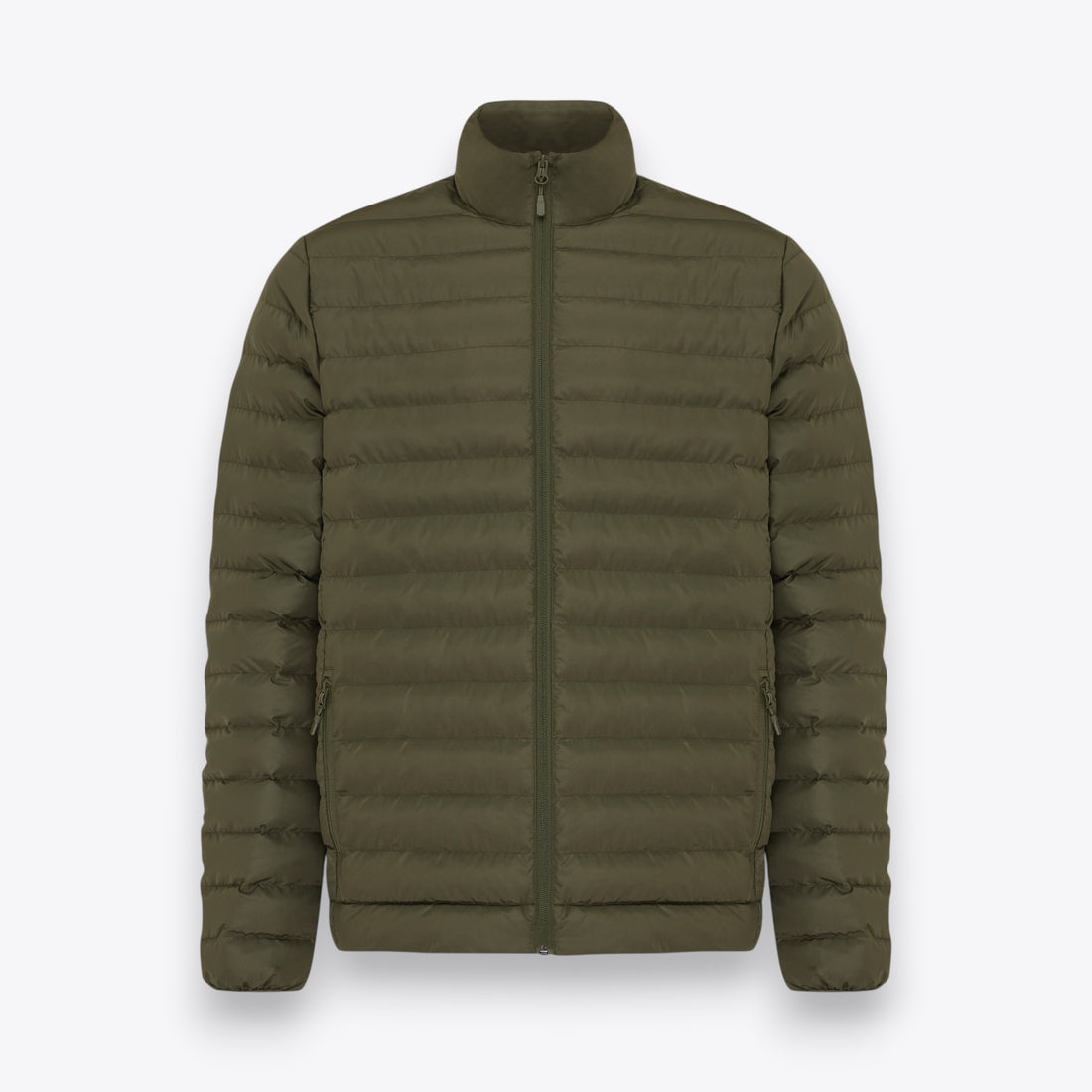 Veste matelassée kaki à manches longues pour homme, vue de face