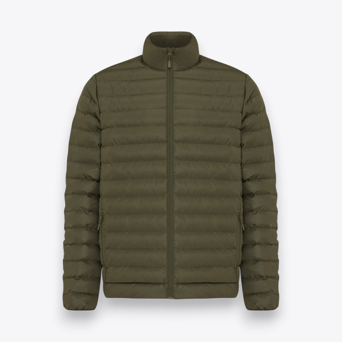 Veste matelassée kaki à manches longues pour homme, vue de face