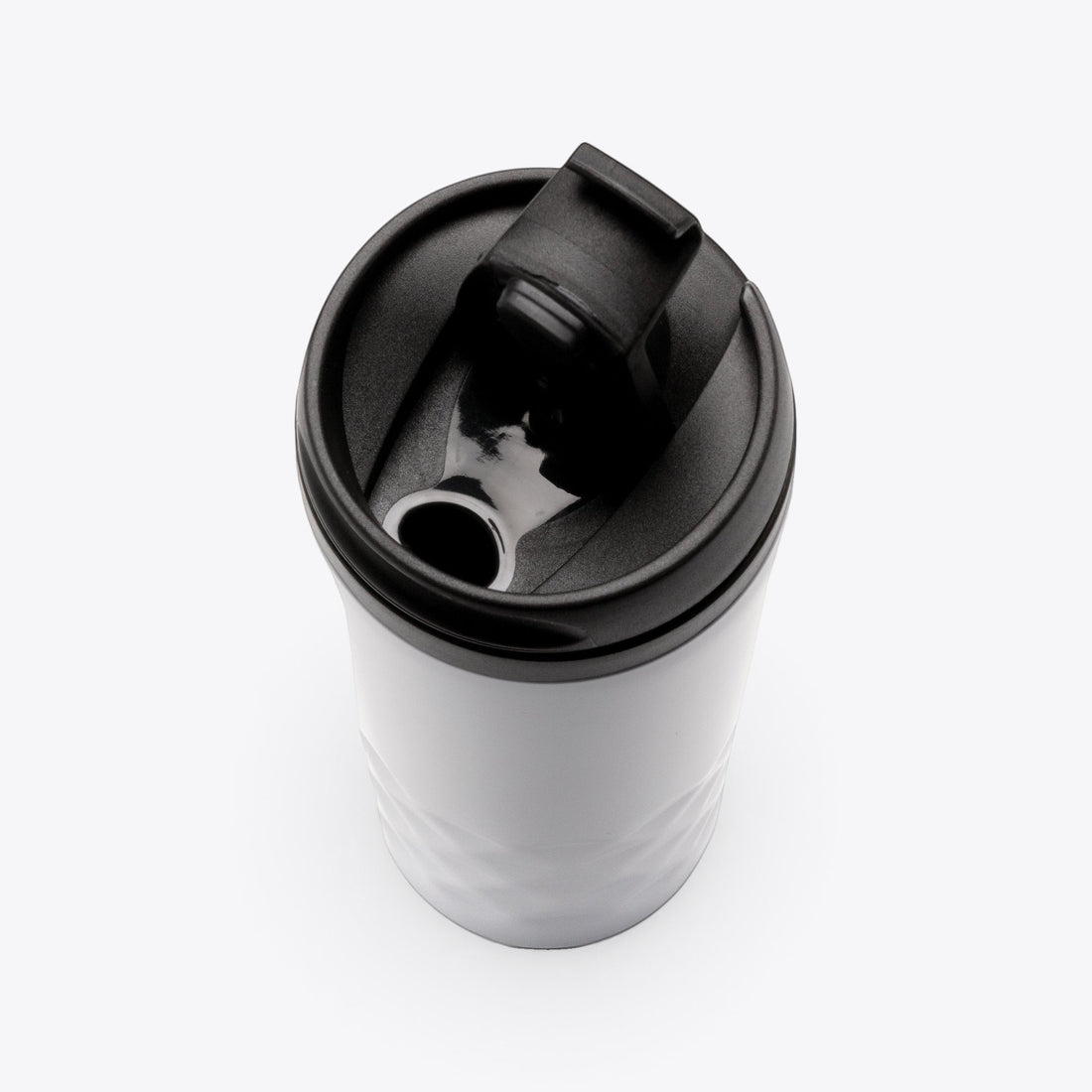TODAY MERCH 300ml stainless steel insulated travel mug with a geometric textured surface and black lid
