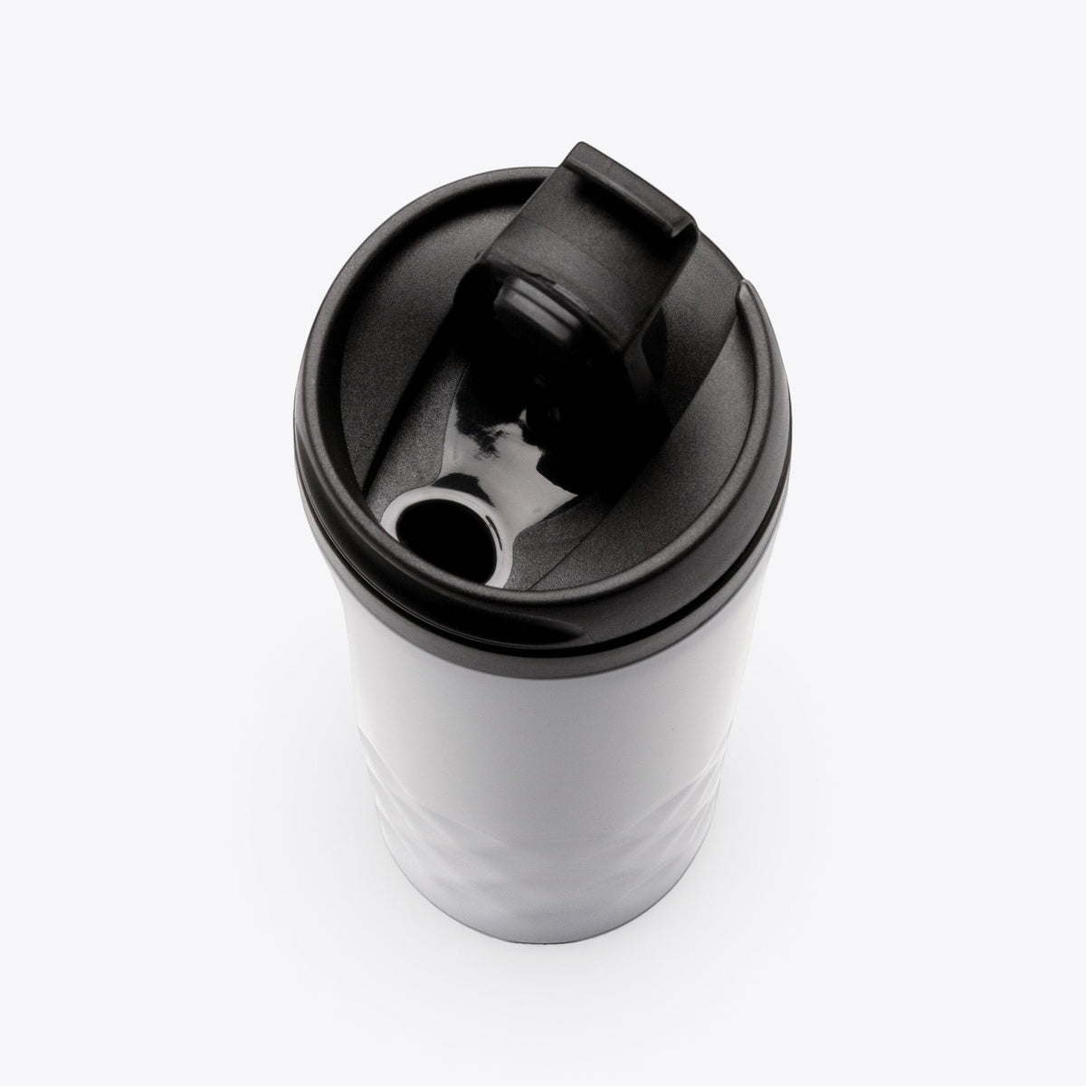 TODAY MERCH 300ml stainless steel insulated travel mug with a geometric textured surface and black lid