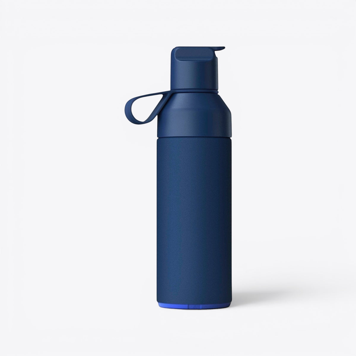 TODAY MERCH navy blue 3-in-1 Ocean Bottle with a loop handle and flip-top lid, designed for professional use.