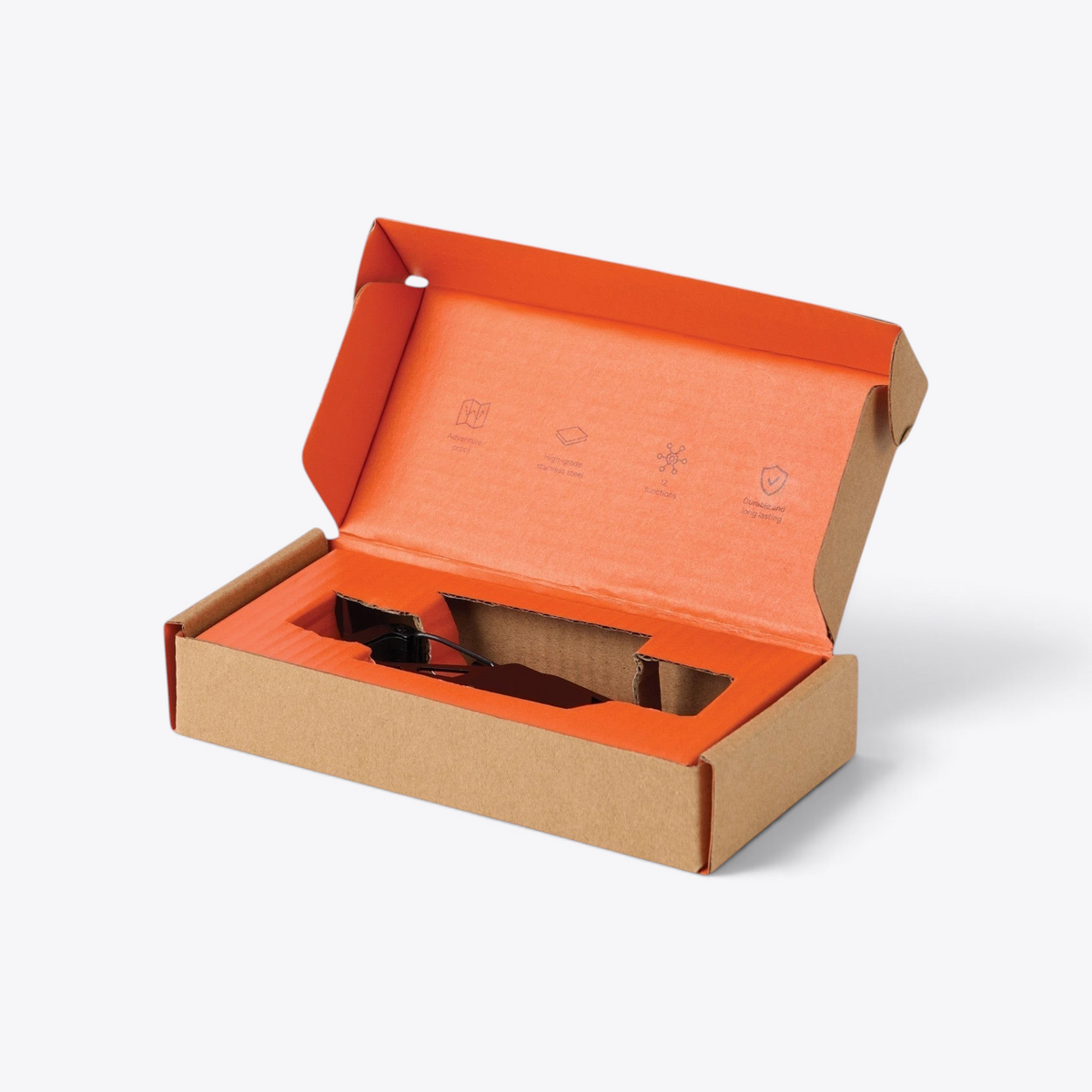 TODAY MERCH Nordic Drift 12-in-1 stainless steel multi-tool in an eco-friendly orange and brown gift box