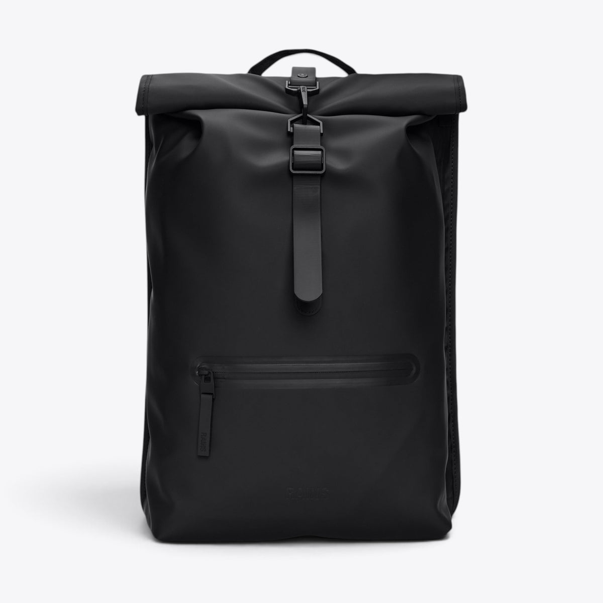 Sac à dos Rolltop Rucksack RAINS noir, vue de face