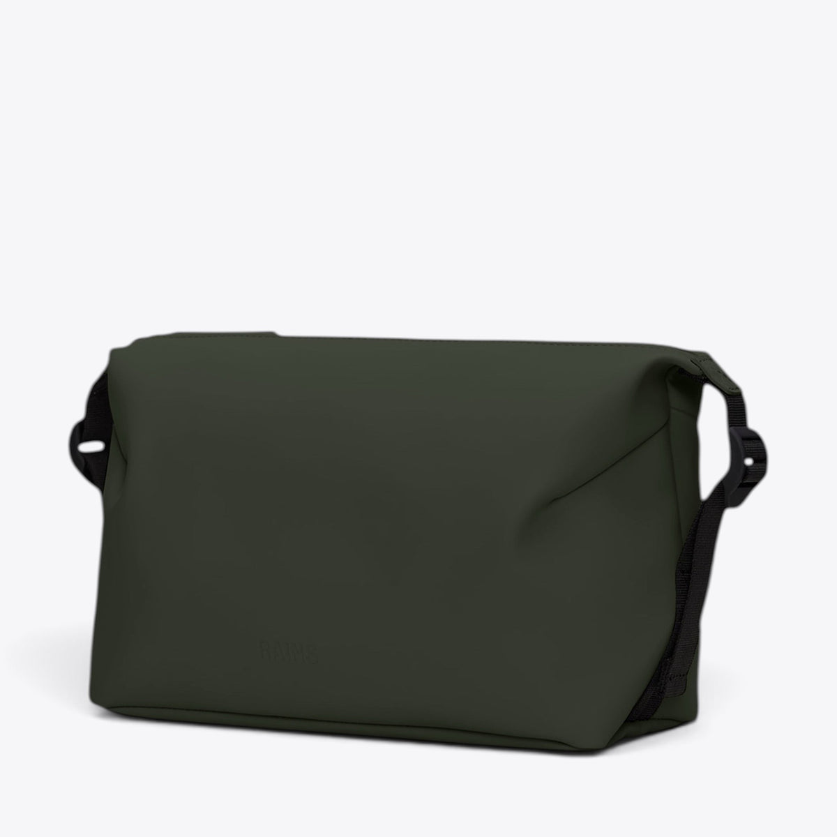Trousse Hilo Wash Bag RAINS verte, vue trois quarts