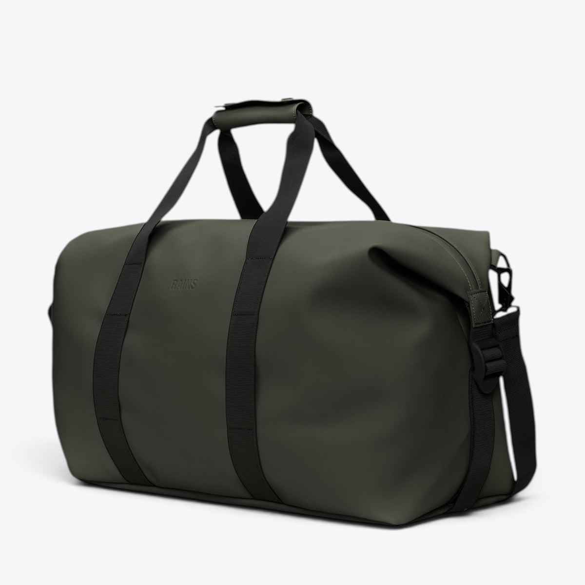 Sac Hilo Weekend Bag RAINS vert, vue trois quarts