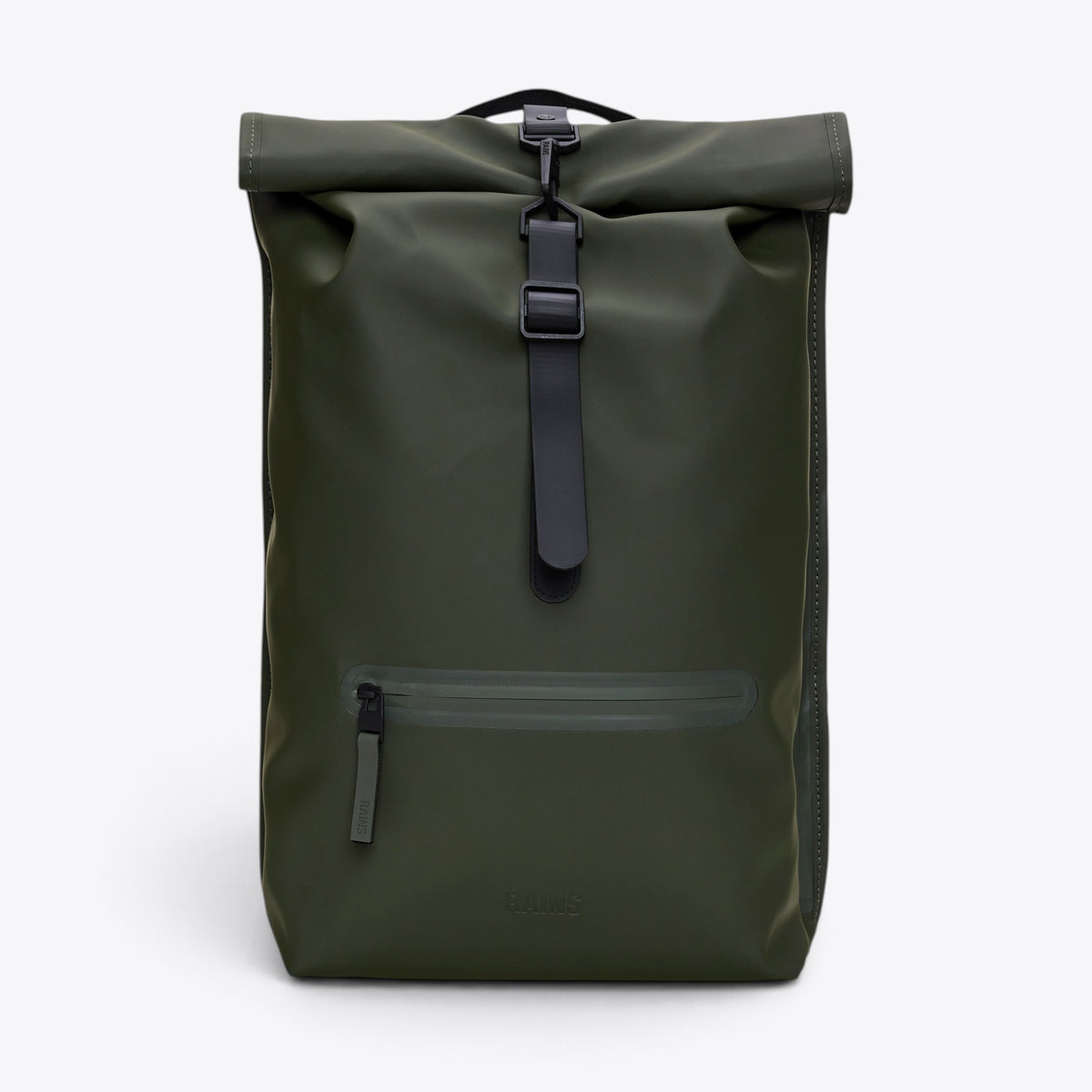 Sac à dos Rolltop Rucksack RAINS vert, vue de face