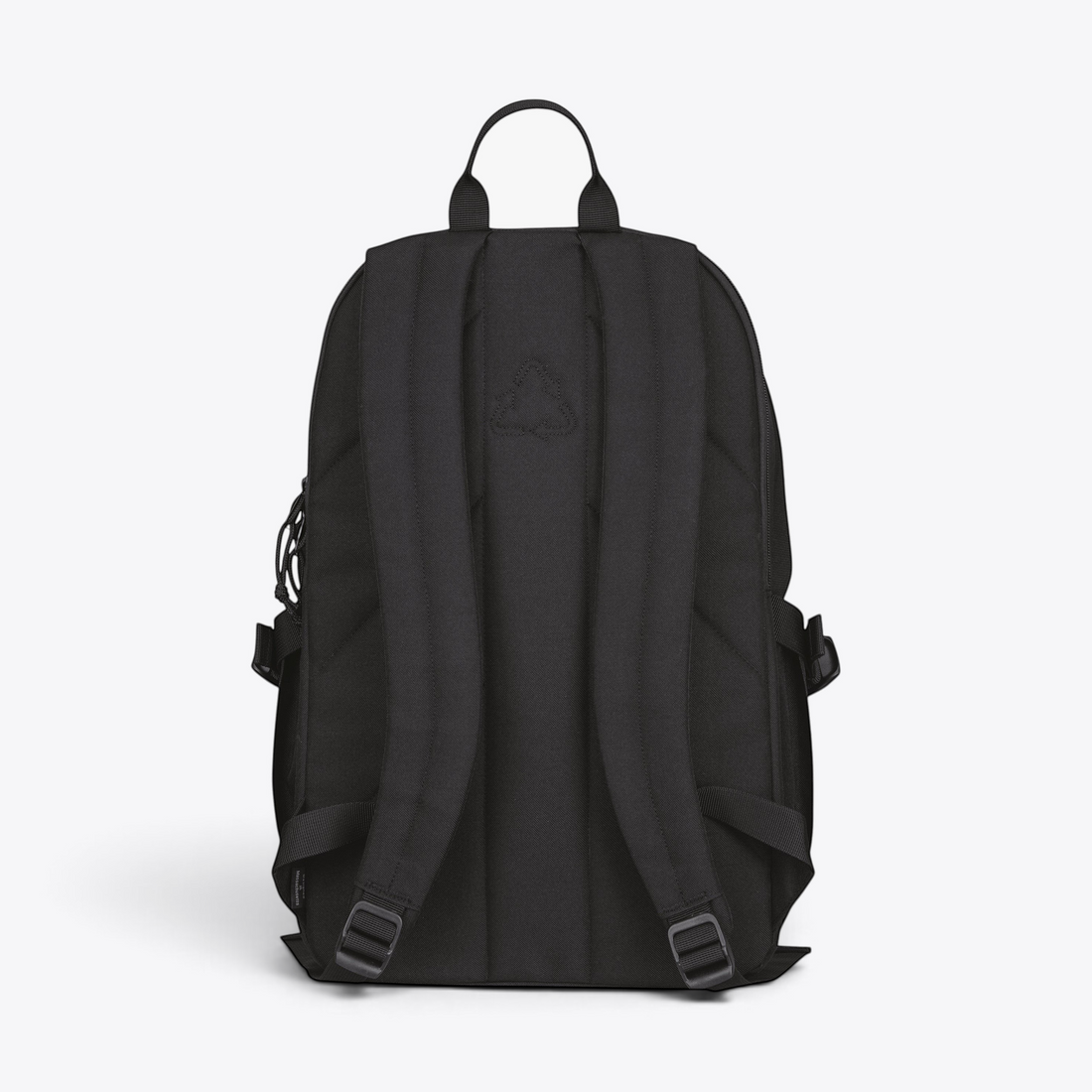 TODAY MERCH black Renew rPET laptop backpack with padded back and adjustable straps, rear view