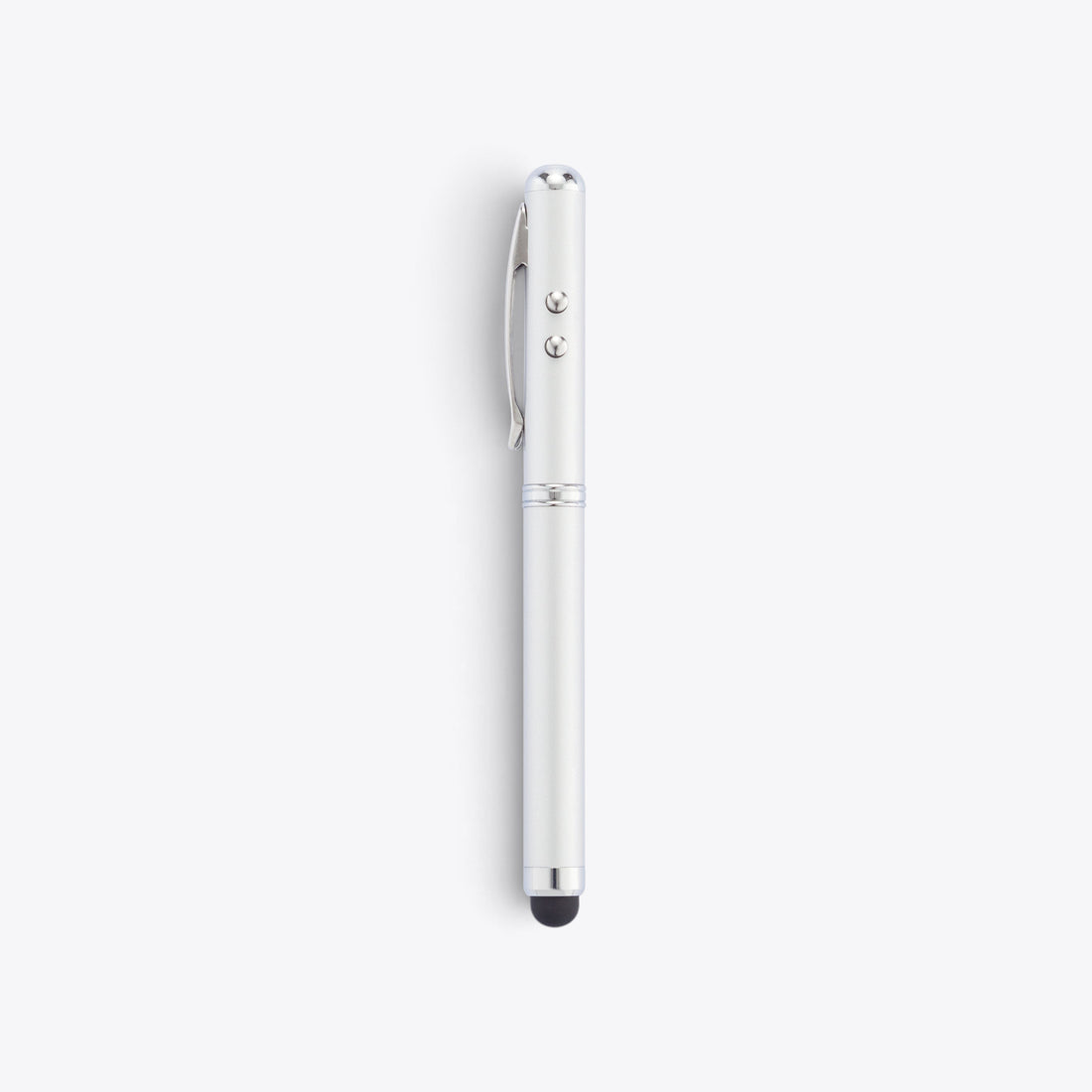 TODAY MERCH 4-in-1 silver metal multifunction pen with laser pointer, stylus tip, and LED flashlight