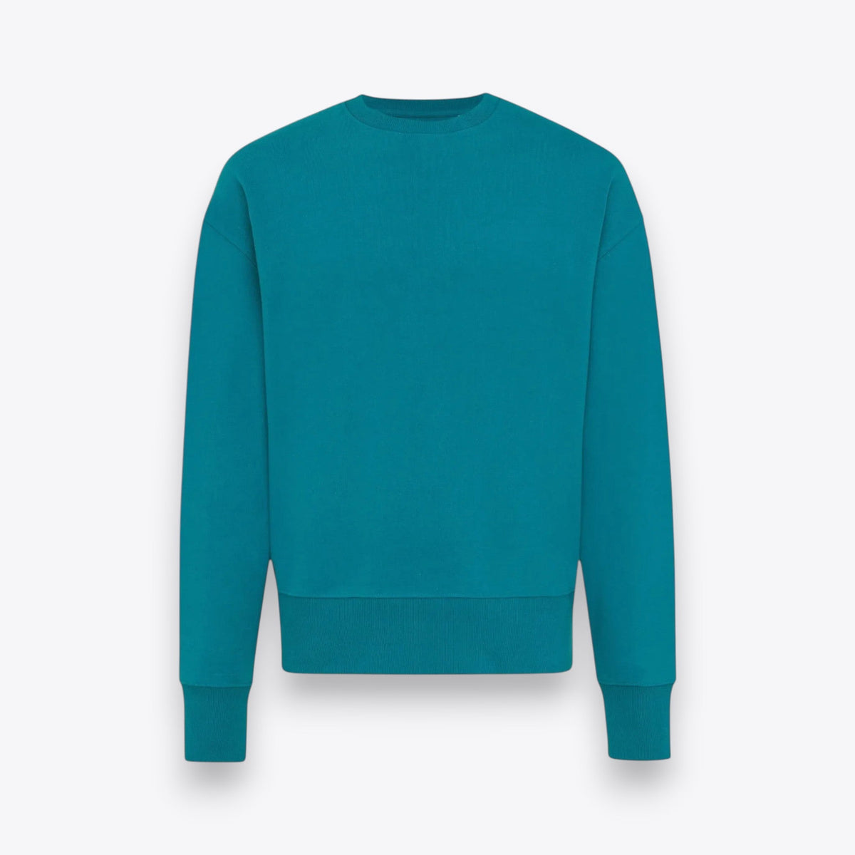 Sweatshirt unisexe turquoise à coupe oversize, vue de face