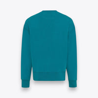 Sweatshirt unisexe turquoise à coupe oversize, vue arrière