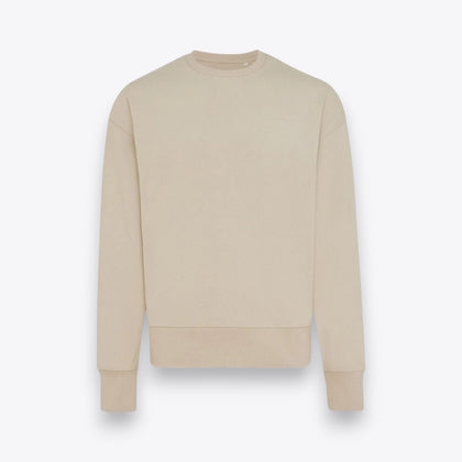Sweatshirt unisexe beige à coupe oversize, vue de face