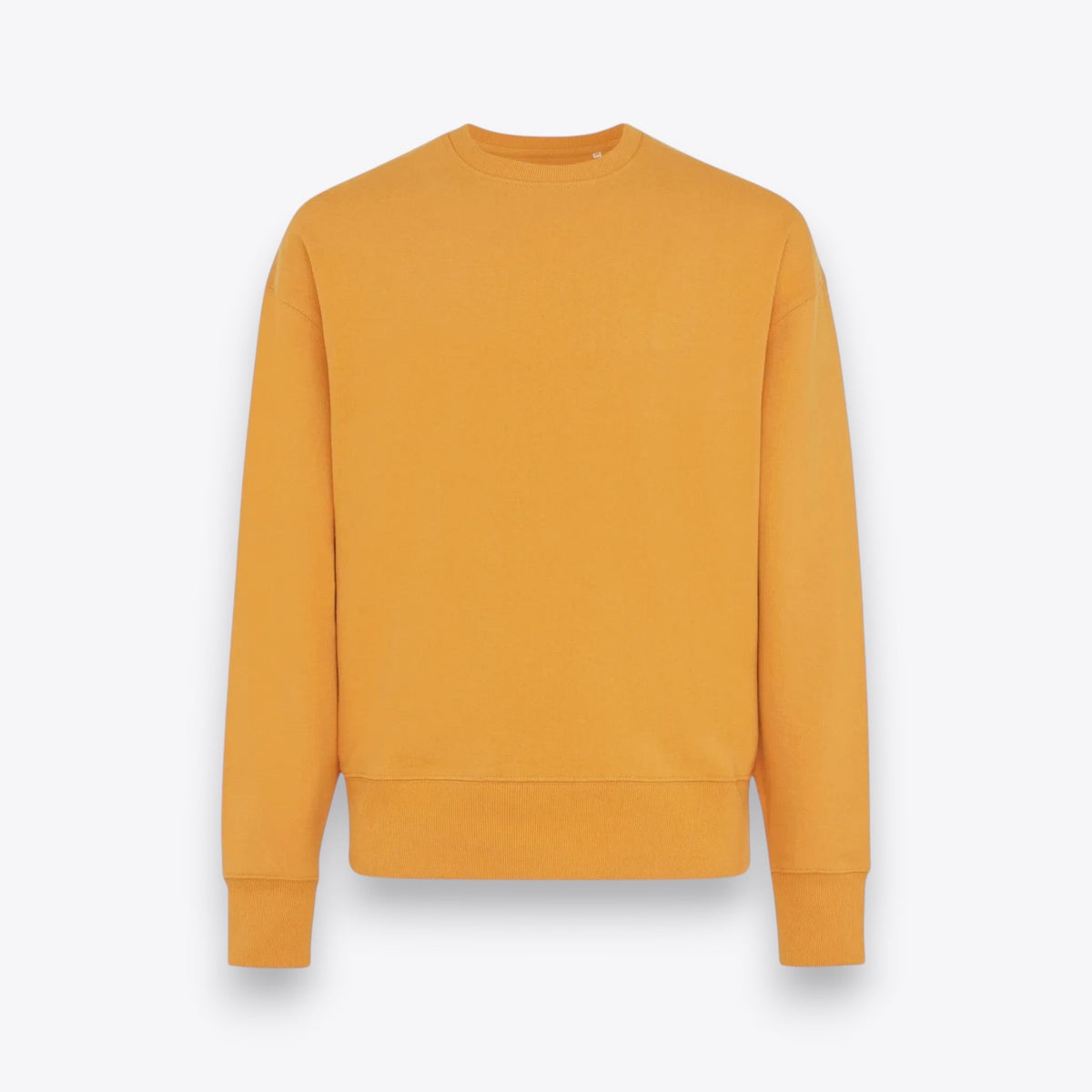 Sweatshirt unisexe orange moutarde à coupe oversize, vue de face