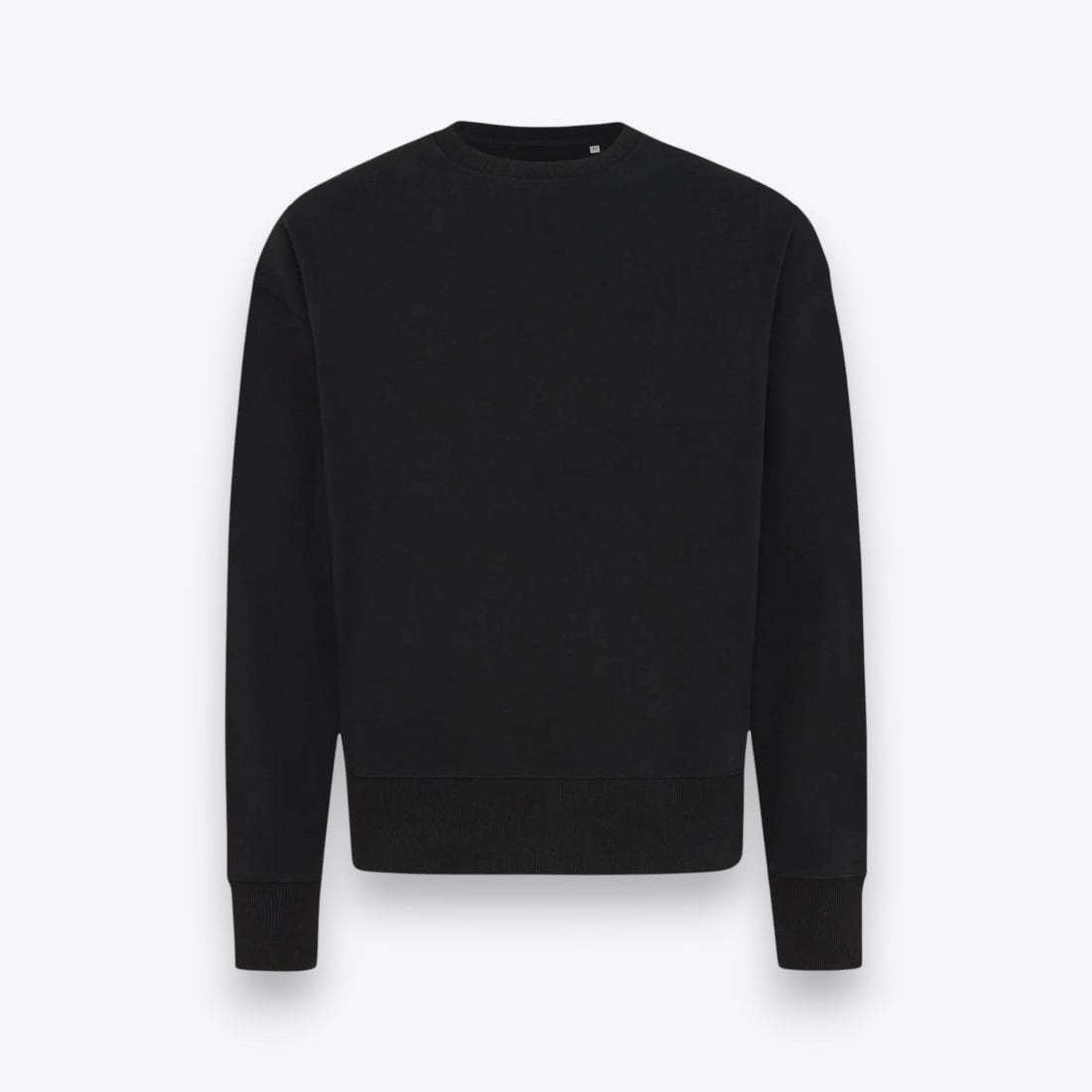 Sweatshirt unisexe noir à coupe oversize, vue de face