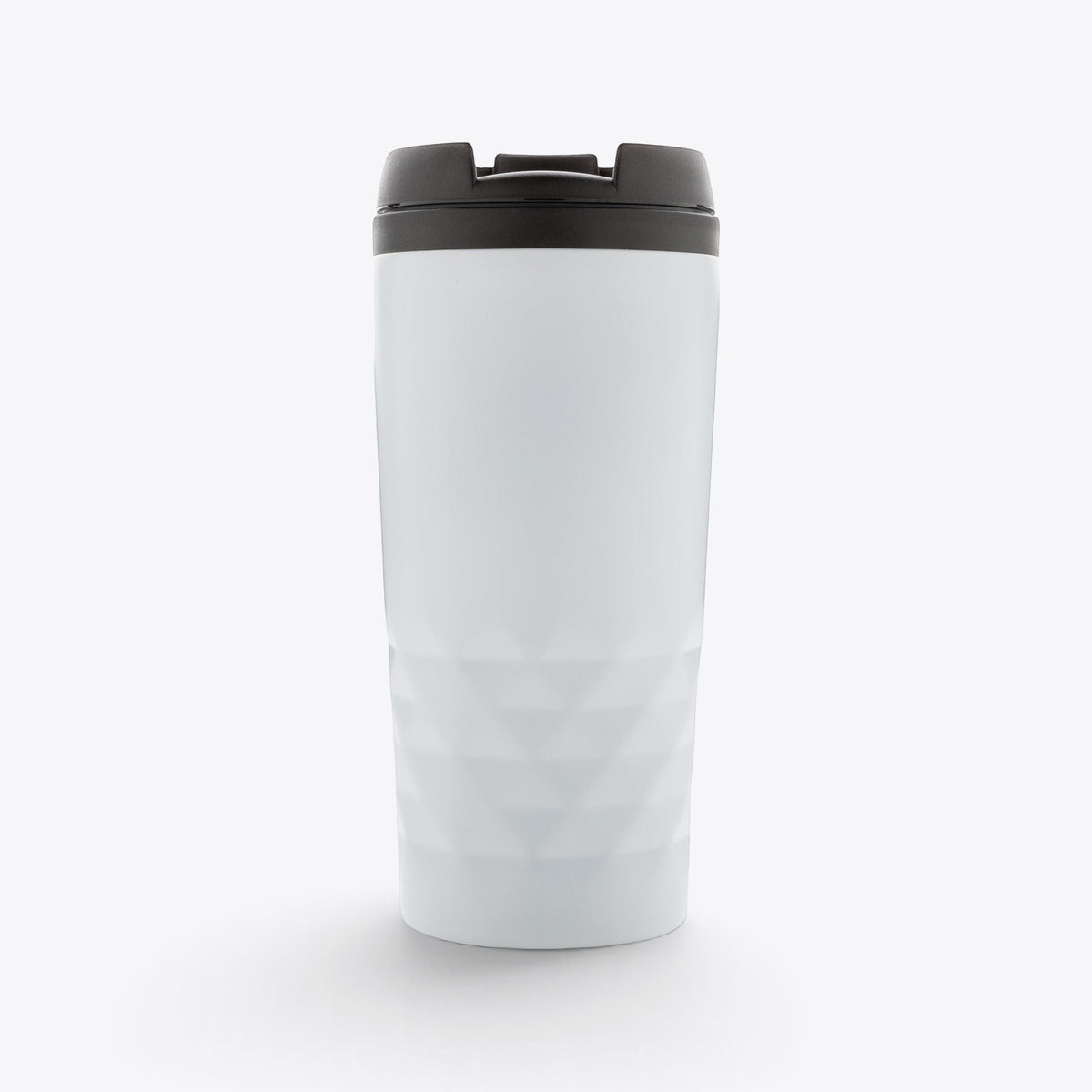 TODAY MERCH white 300ml insulated travel mug with geometric relief pattern and black lid