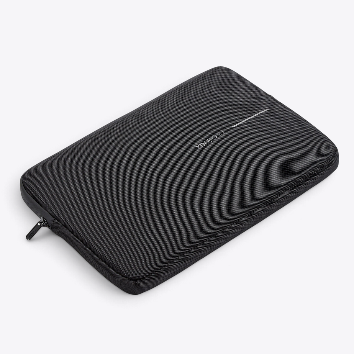 TODAY MERCH XD Design 16-inch laptop sleeve in black recycled rPET fabric with a water-resistant zipper.