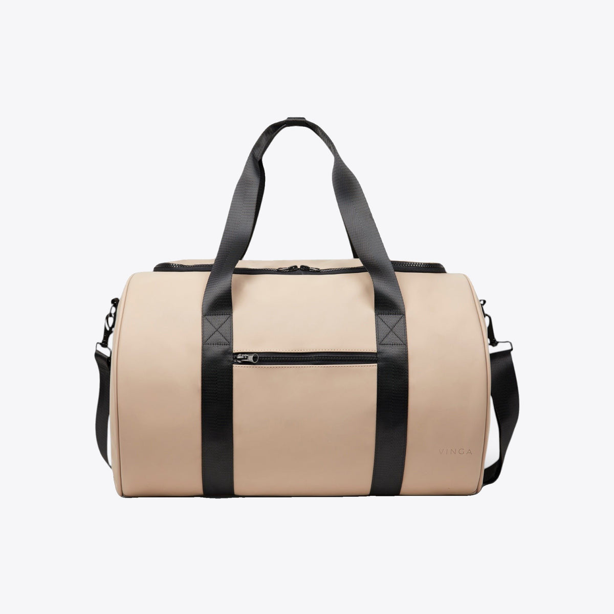 Sac de sport imperméable beige, vue de face