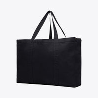 Tote bag shopper en toile recyclée noir, vue trois quarts