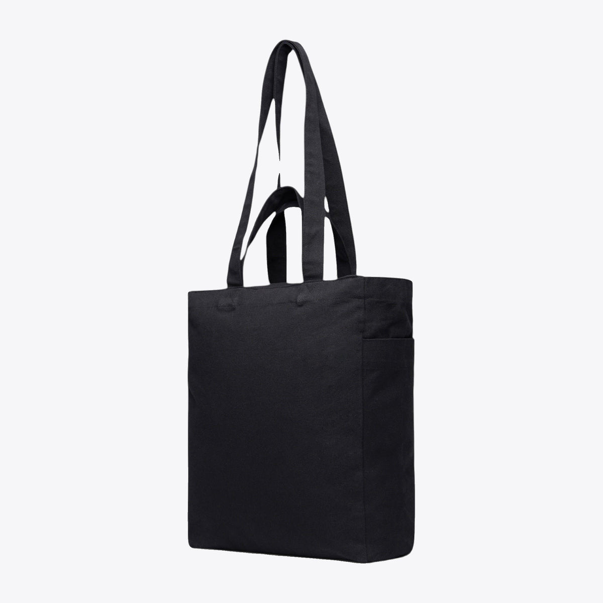 Sac cabas noir à anses courtes et longues, vue trois quarts
