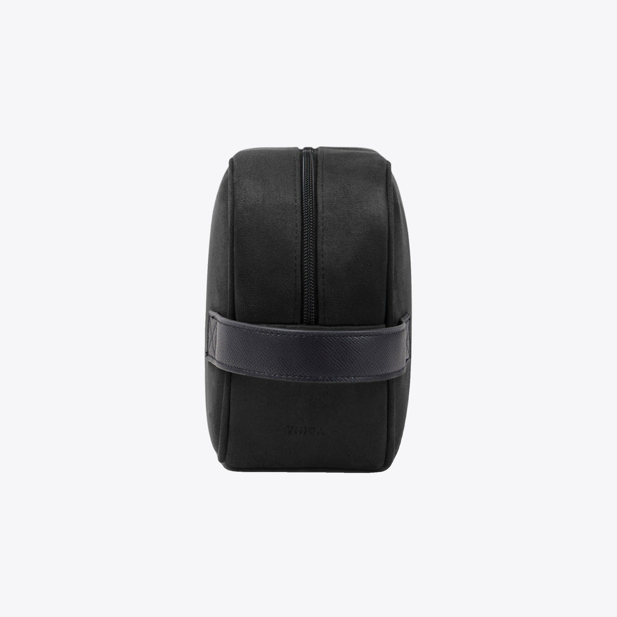 Trousse de toilette en polyester recyclé noire, côté poignée