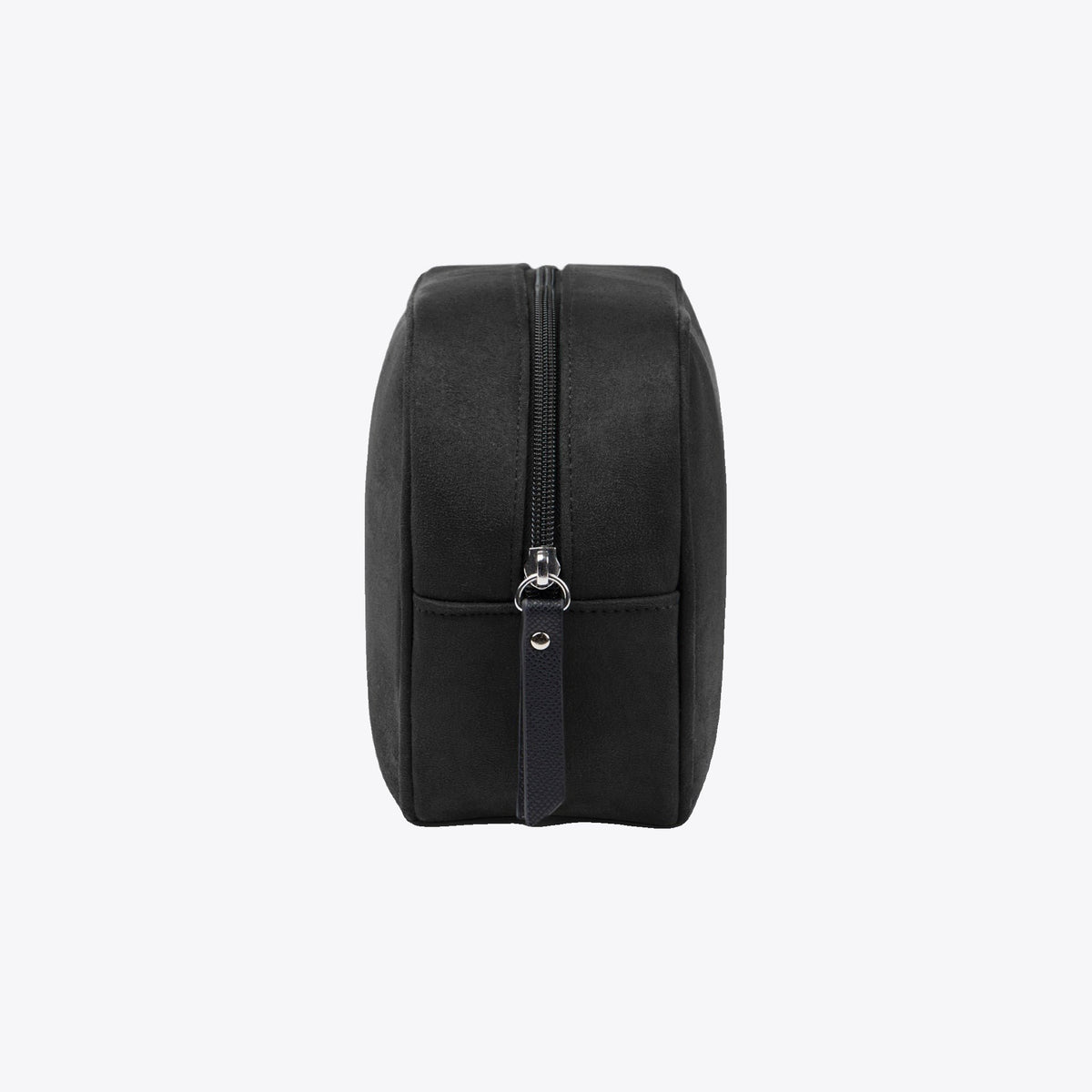 Trousse de toilette en polyester recyclé noire, côté fermeture