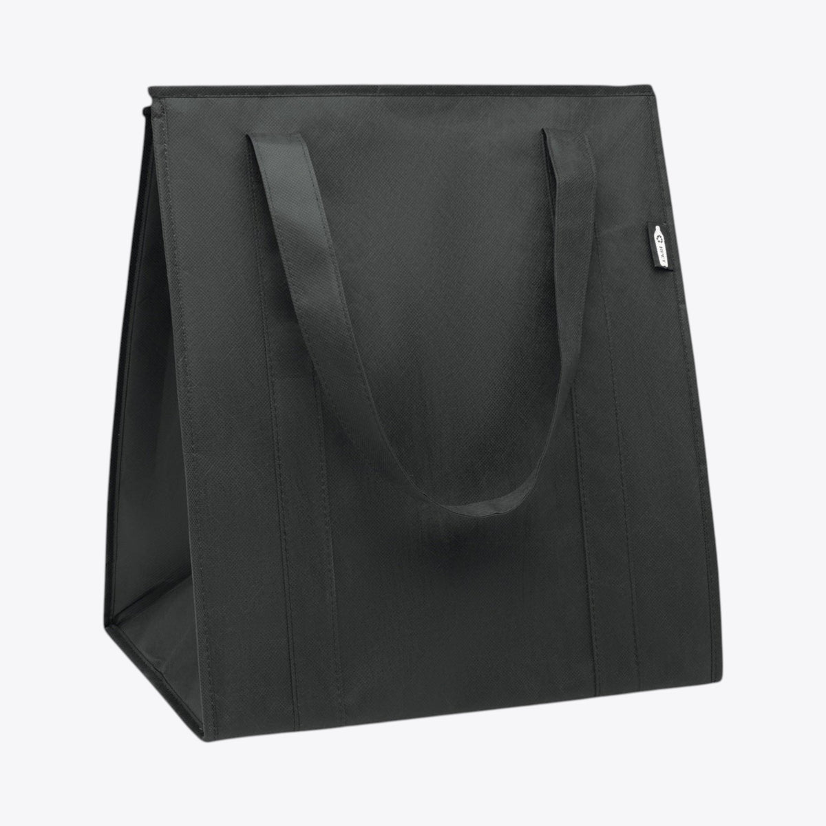 Sac déjeuner à anses noir fermé, vue trois quarts