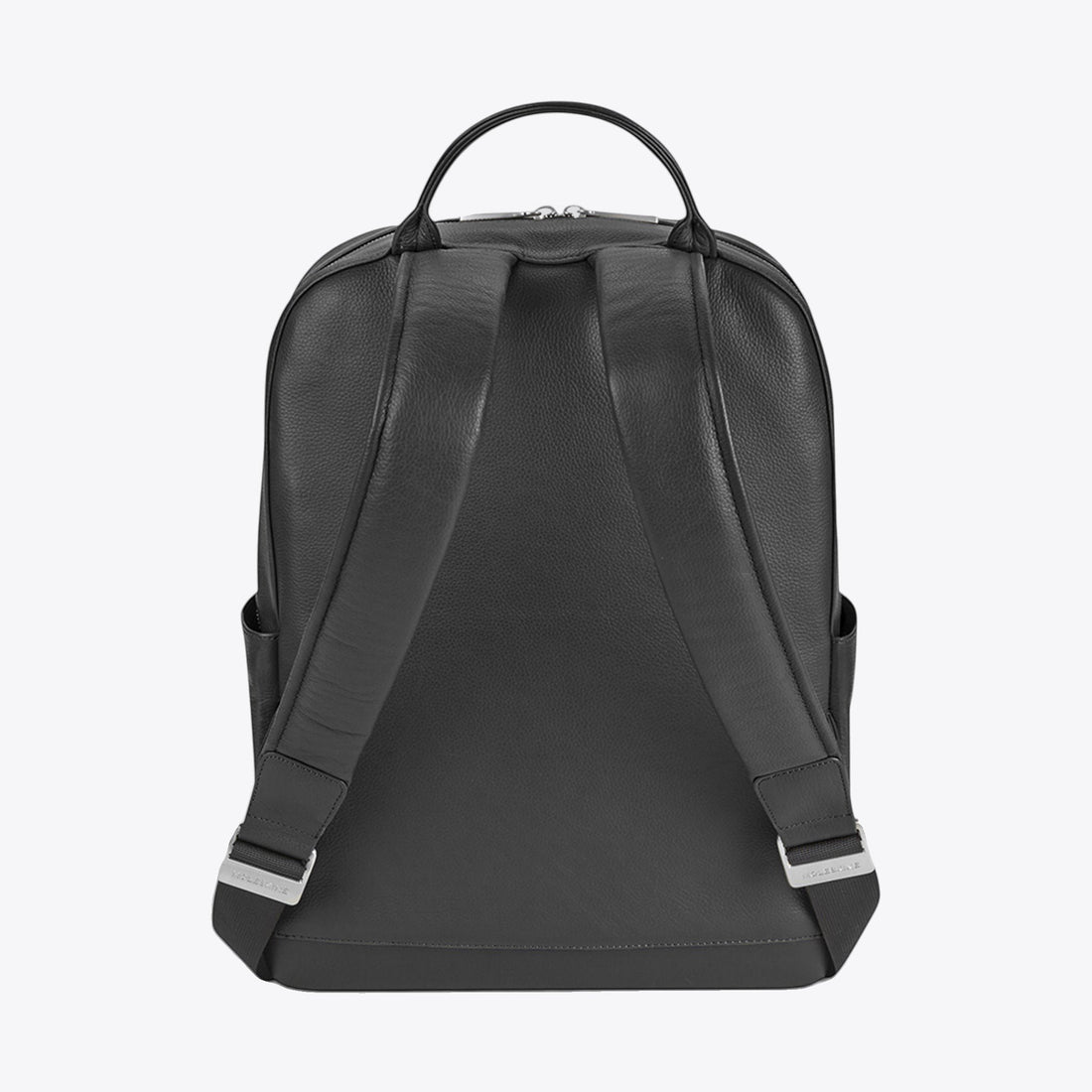 Sac à dos Moleskine en cuir noir avec bretelles rembourrées, vue arrière