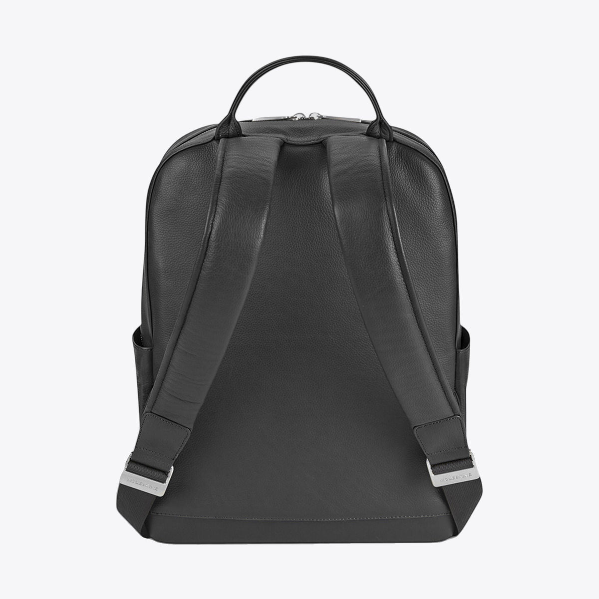 Sac à dos Moleskine en cuir noir avec bretelles rembourrées, vue arrière