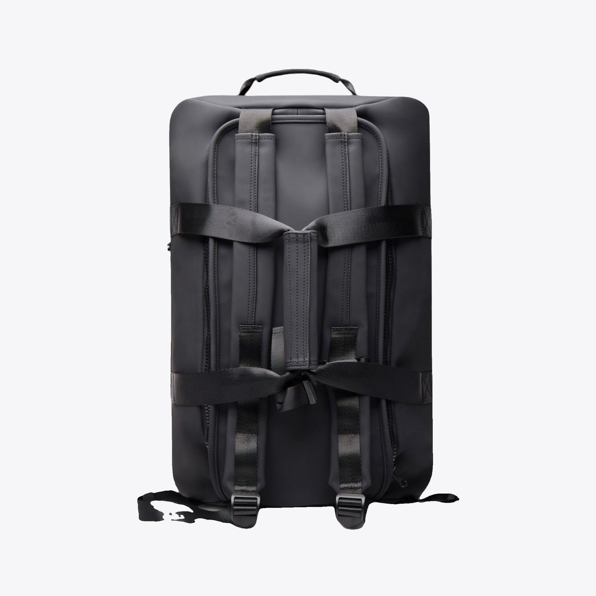 Sac de voyage 2-en-1 gris anthracite, vue arrière avec bretelles