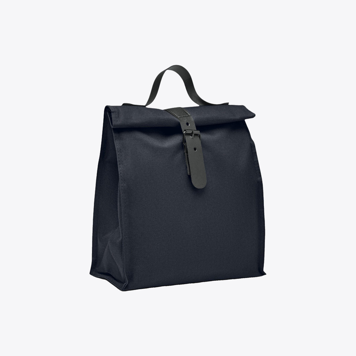 Sac déjeuner isotherme en rPET 9 L bleu marine fermé, vue trois quarts