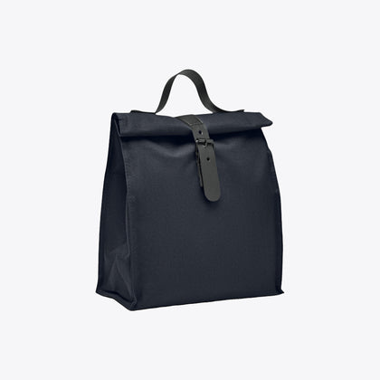 Sac déjeuner isotherme en rPET 9 L bleu marine fermé, vue trois quarts