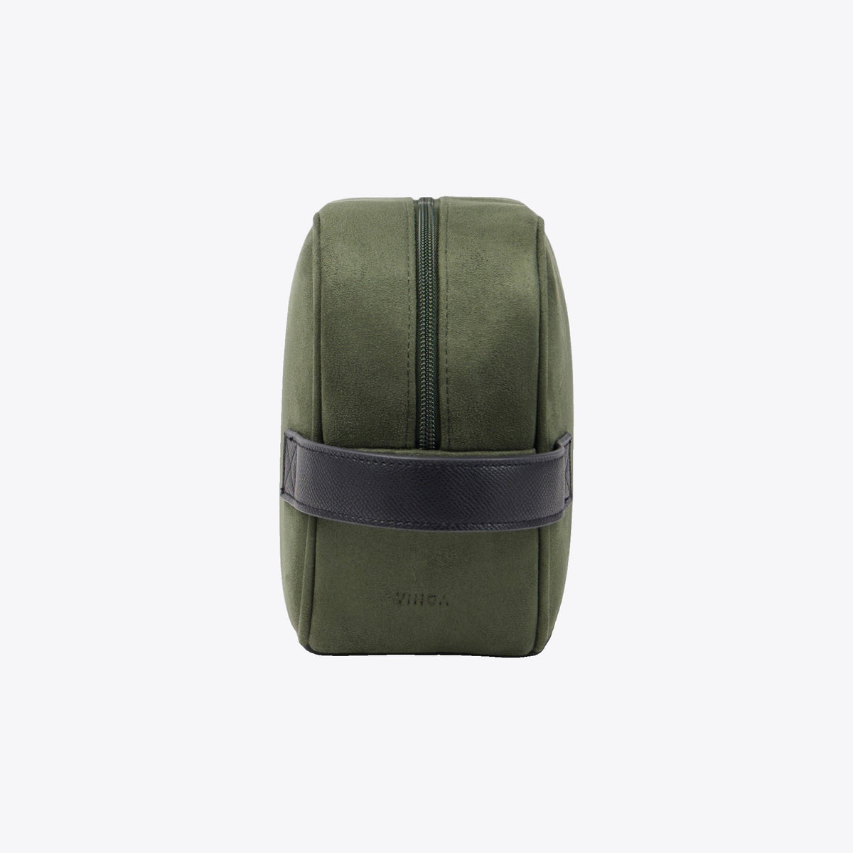 Trousse de toilette en polyester recyclé kaki, côté poignée