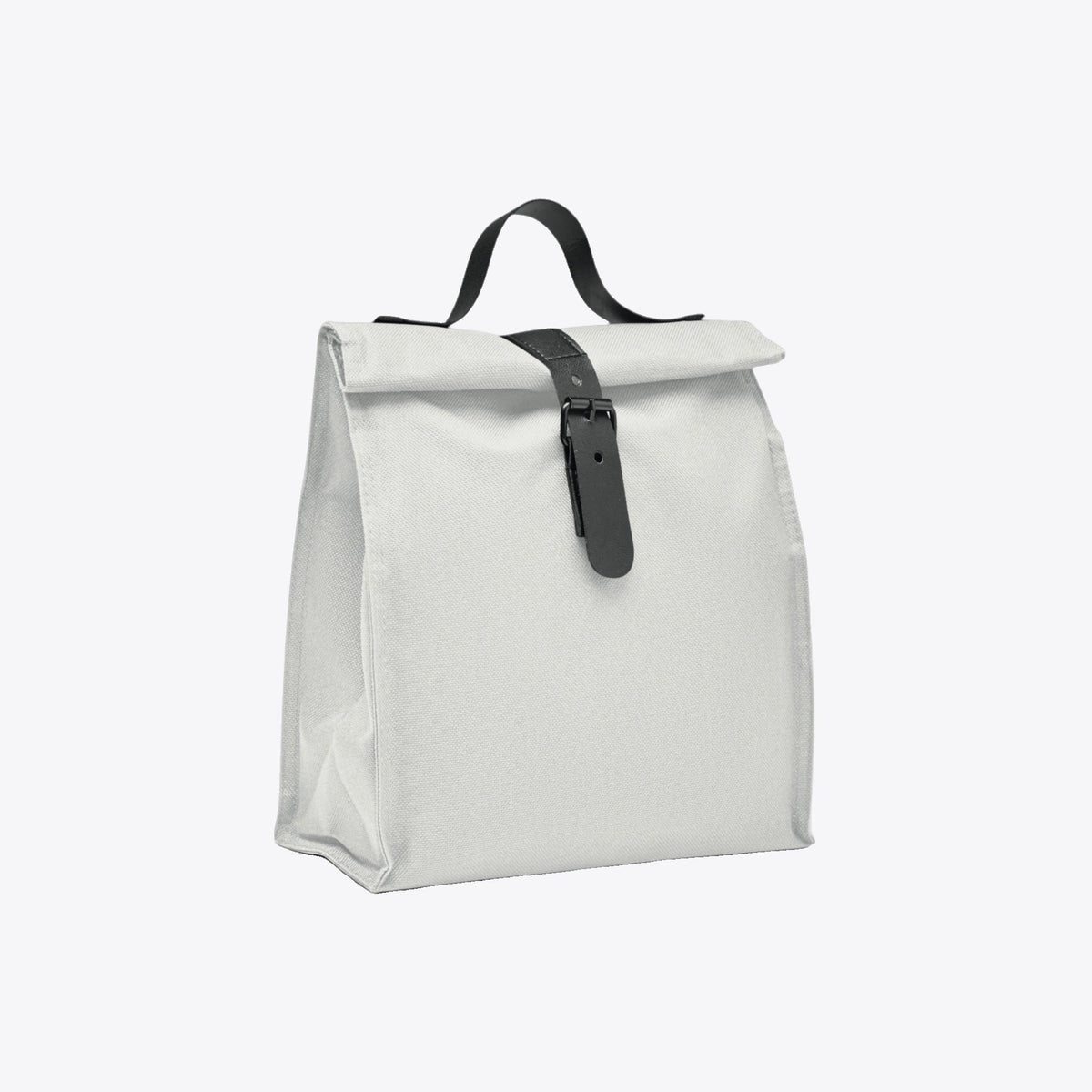 Sac déjeuner isotherme en rPET 9 L blanc fermé, vue trois quarts