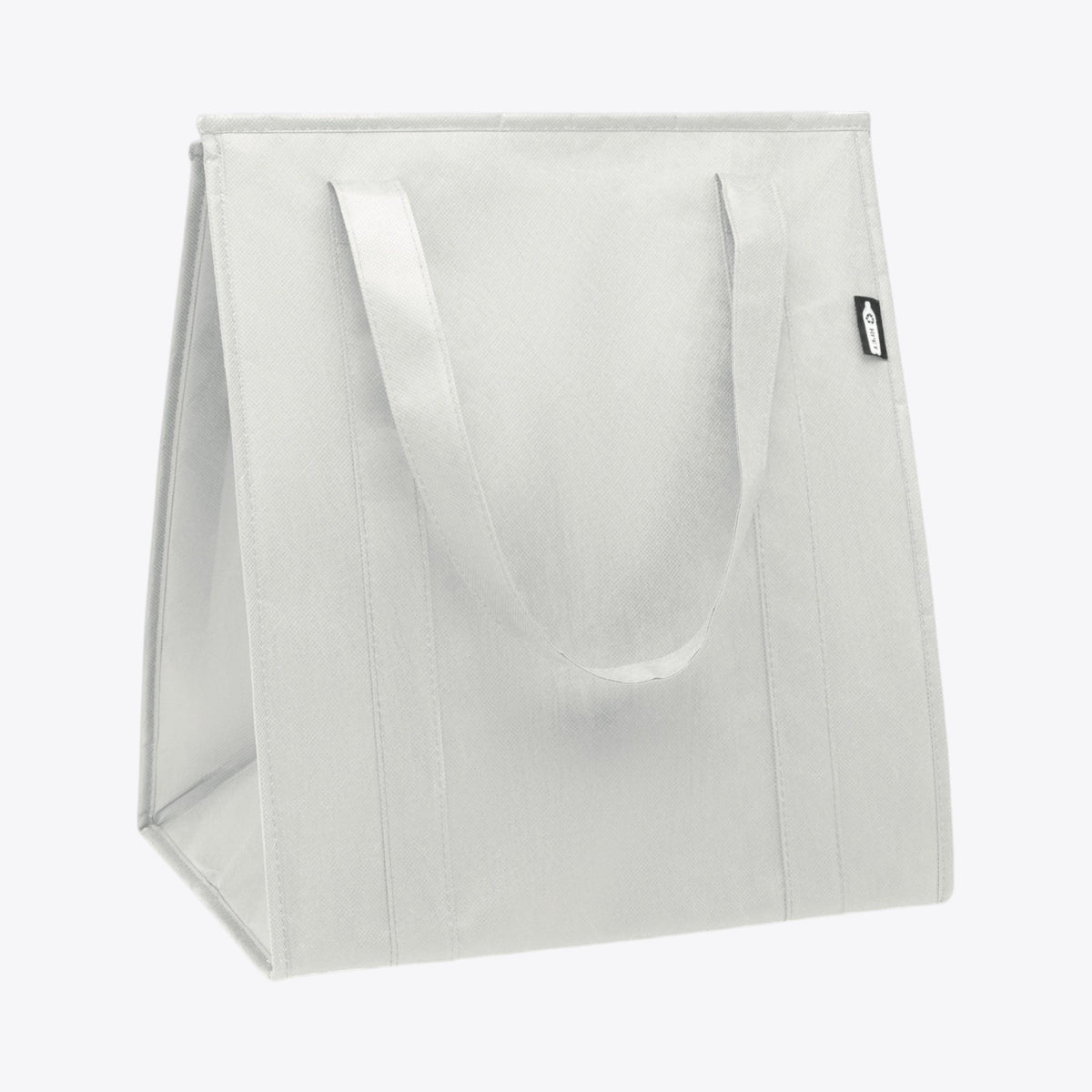 Sac déjeuner à anses blanc fermé, vue trois quarts