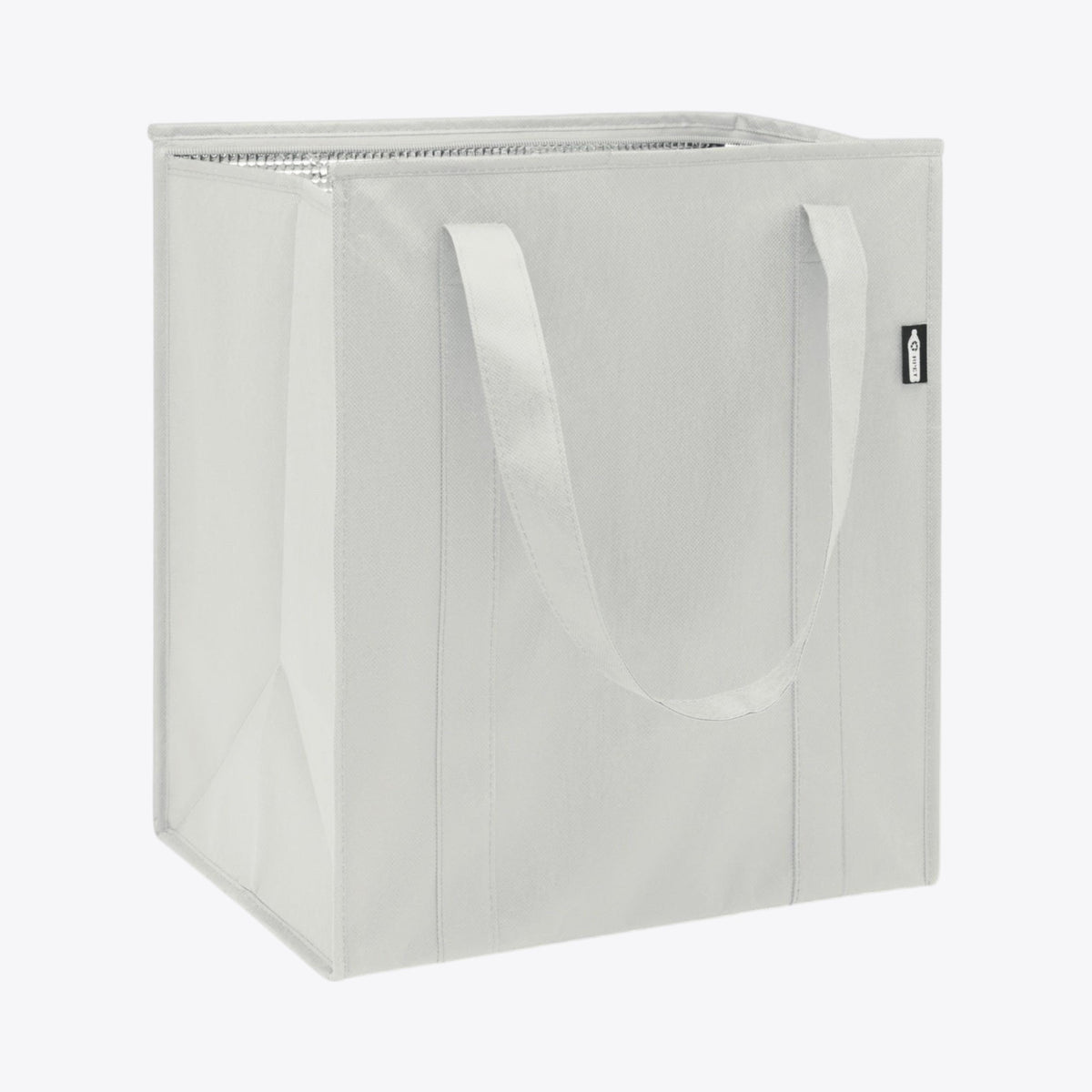 Sac déjeuner à anses blanc ouvert, doublure intérieure visible