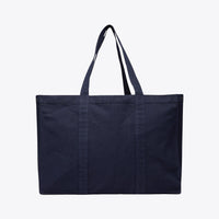 Tote bag shopper en toile recyclée bleu marine, vue de face