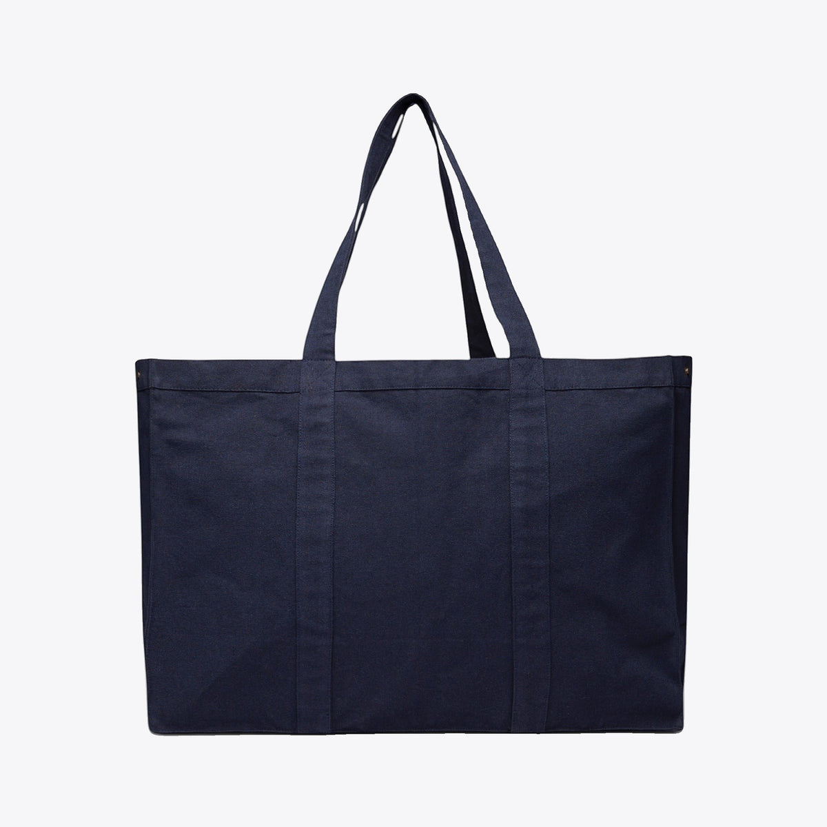 Tote bag shopper en toile recyclée bleu marine, vue de face