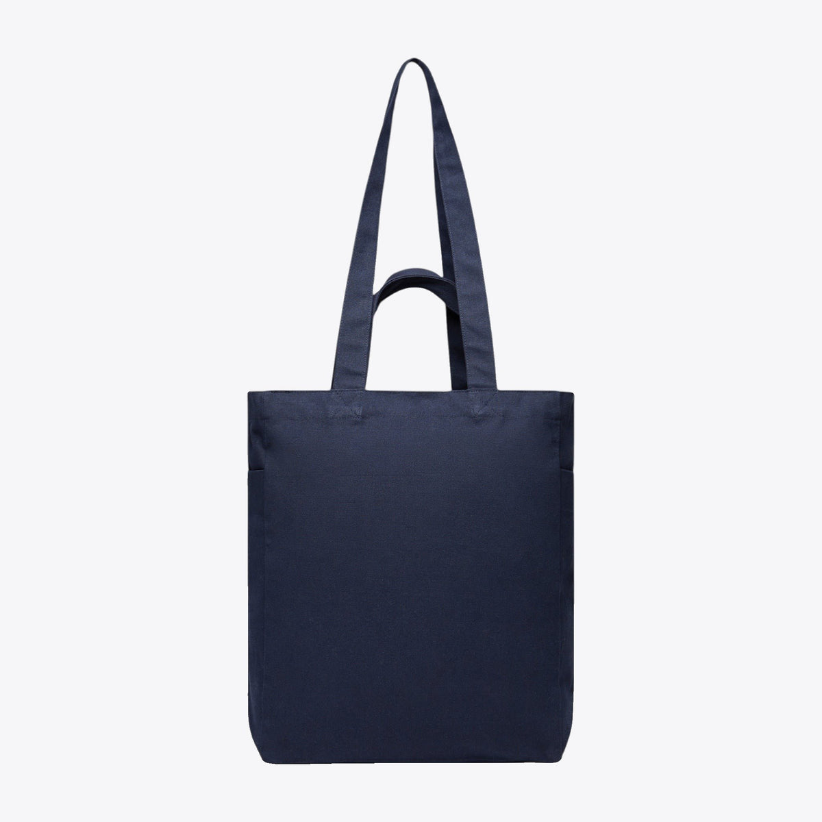 Sac cabas bleu marine à anses courtes et longues, vue de face