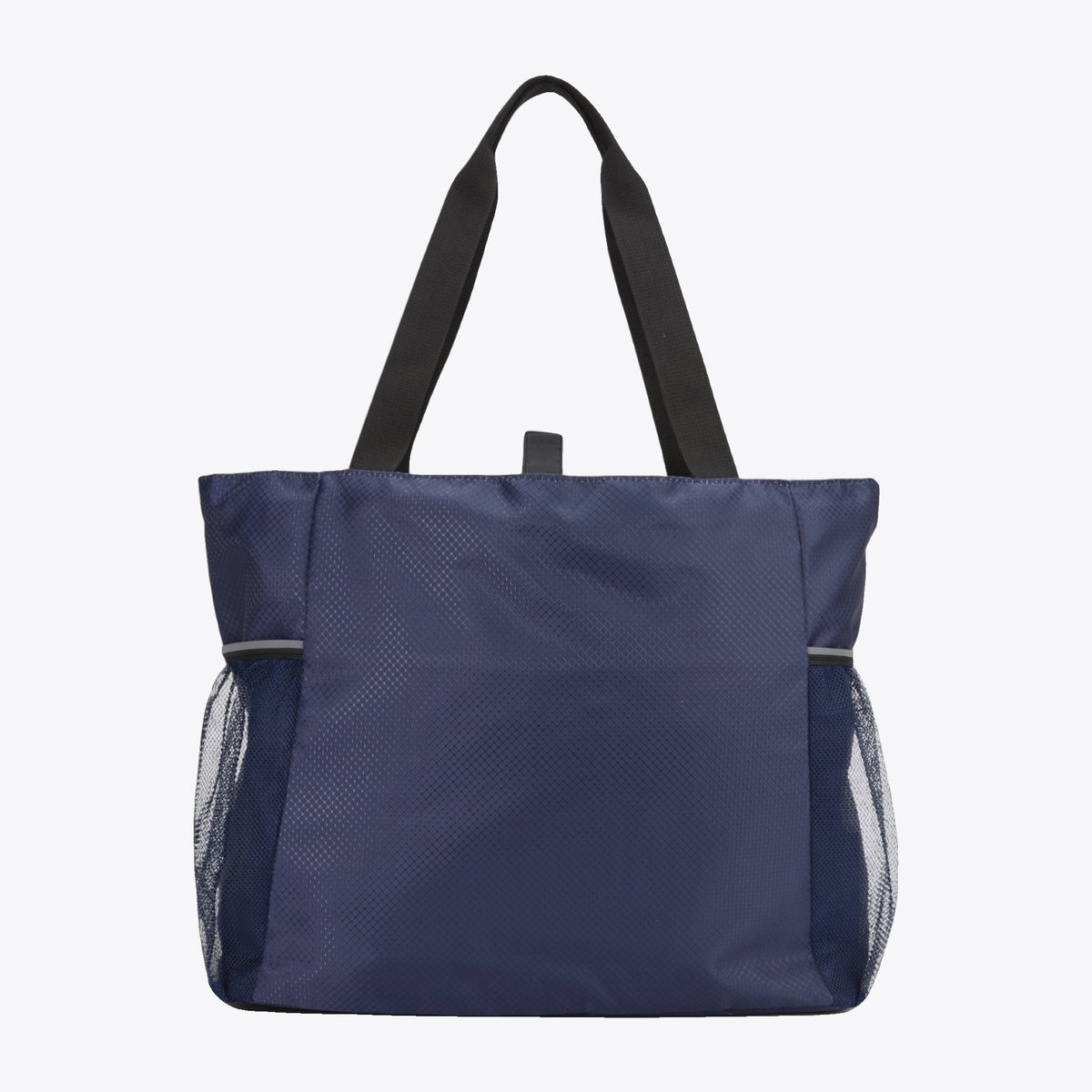 Sac de yoga bleu marine avec doubles anses et poches latérales, vue de face
