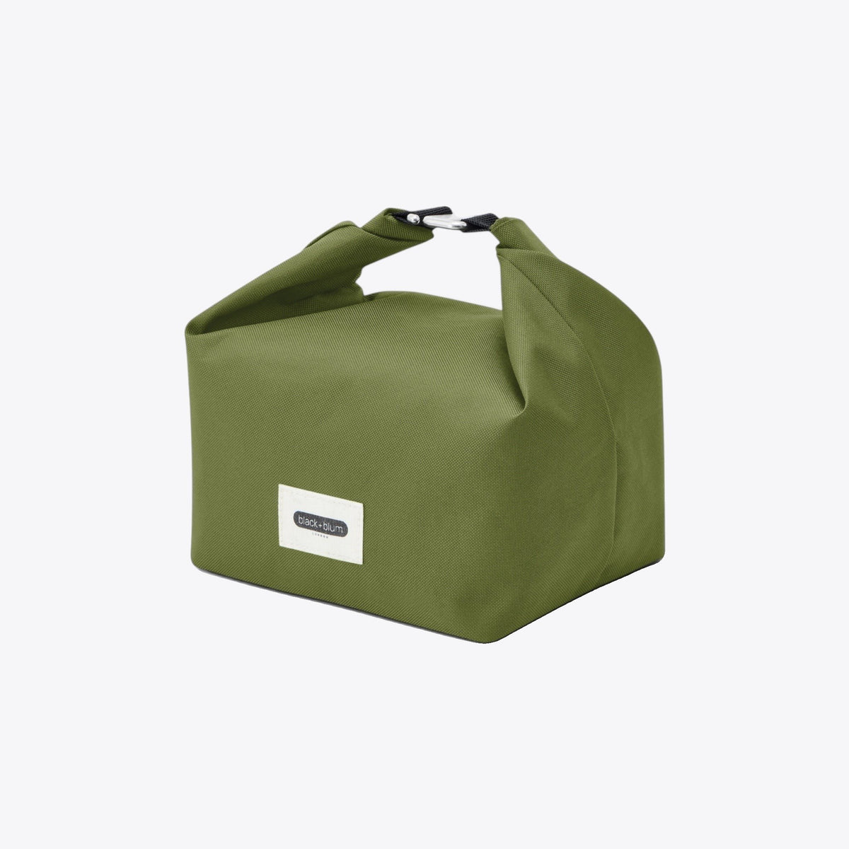 Sac déjeuner Black+Blum vert avec poignée roulée, vue de trois quarts