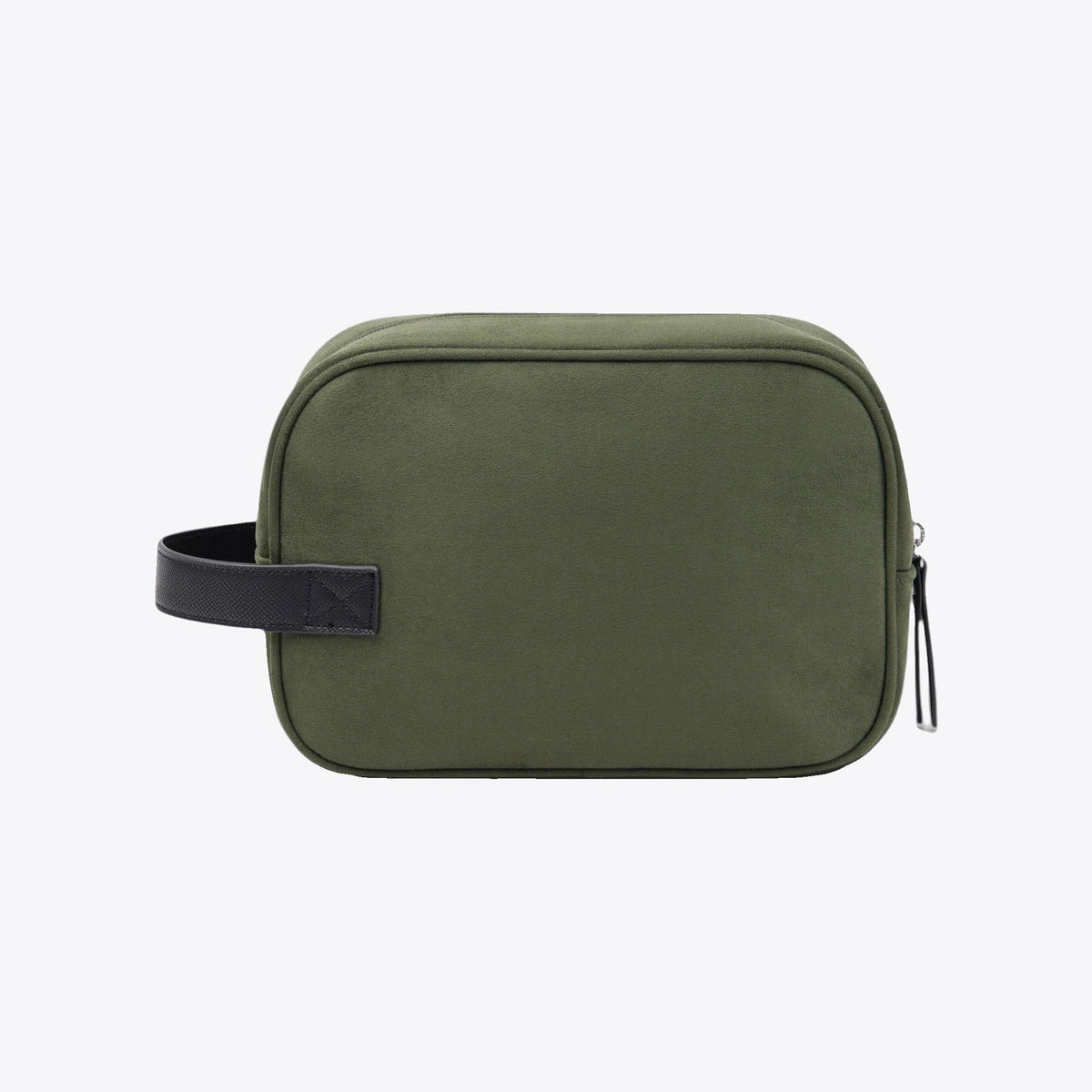 Trousse de toilette en polyester recyclé kaki, vue de face