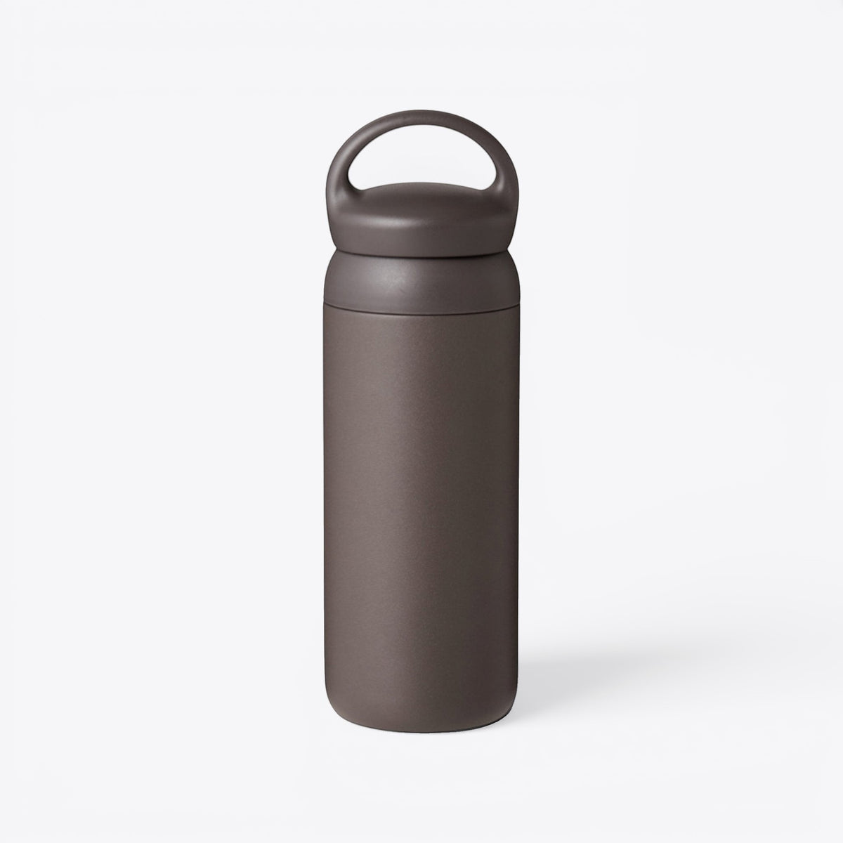 TODAY MERCH opaque brown Kinto water bottle with a loop handle and secure lid, 500ml capacity.
