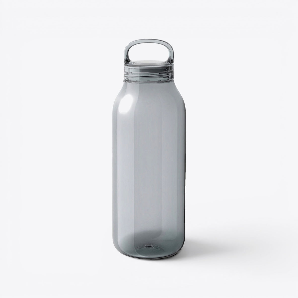 TODAY MERCH transparent Kinto water bottle with a grey lid and handle, minimalist Japanese design, 500ml capacity.